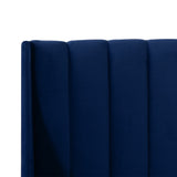 English Elm Aspen Vertical Tufted Headboard Platform Bed Set, King, Navy Blue Velvet