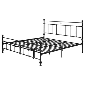 English Elm Durango Matte Black Metal King Bed with Scrollwork Headboard for Rustic Bedrooms B062P447945