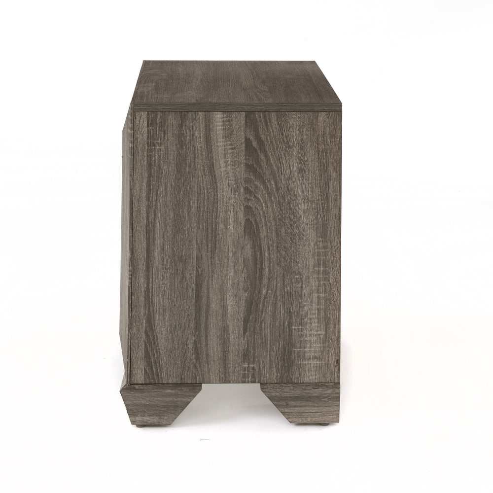English Elm Lyndon Weathered Gray Grain Nightstand with 2 Drawers, Shaker Legs, Durable MDF & 3D Veneer Finish B2726P261250