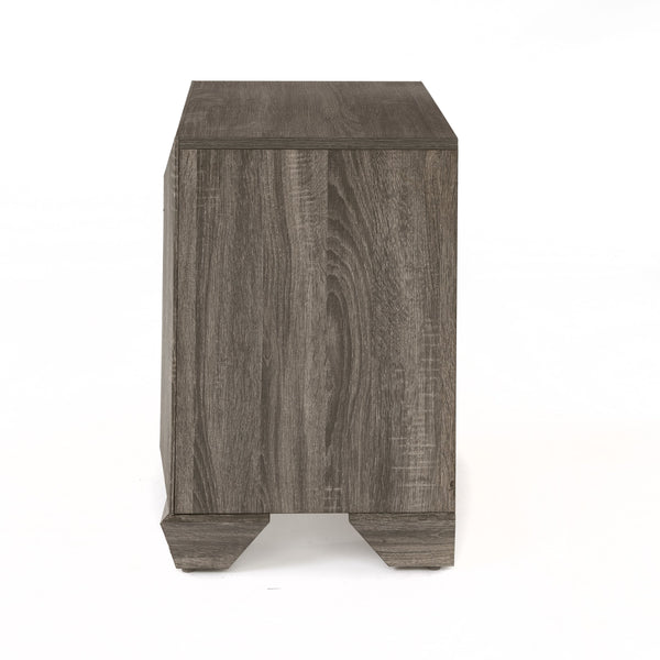 English Elm Lyndon Weathered Gray Grain Nightstand with 2 Drawers, Shaker Legs, Durable MDF & 3D Veneer Finish B2726P261250