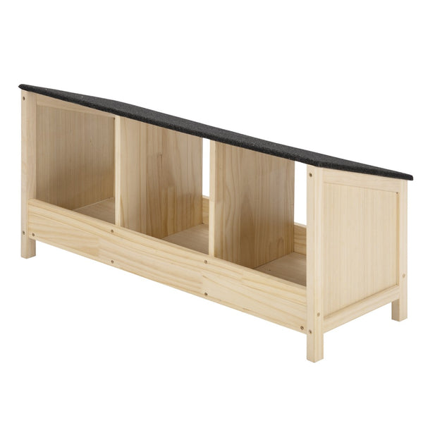 English Elm Chicken Nesting Box with Asphalt Roof Three Compartments Solid Pine Backyard Coop W2181P363545