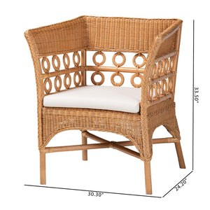 English Elm Bohemian Natural Rattan Accent Chair with Braided Arms for Eclectic Living Rooms B2750P467825
