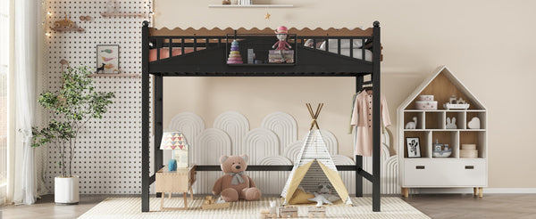 English Elm Twin Kids Platform Bed with Trundle Staircase Bookshelf and Rounded Safety Rails W1580S00380