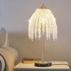 English Elm 19"(H) Elegant Crystal Table Lamp – Vintage Waterfall Design With Marble Base For Stylish Spaces W2312P368718