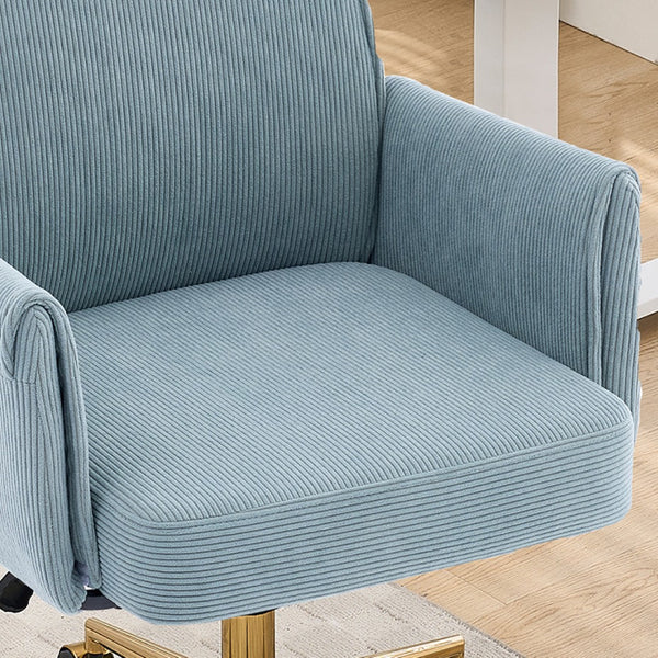English Elm Mid-back Striped Fabric Office Chair with Gold Base Ergonomic Memory Foam Lumbar Blue W2311P420444
