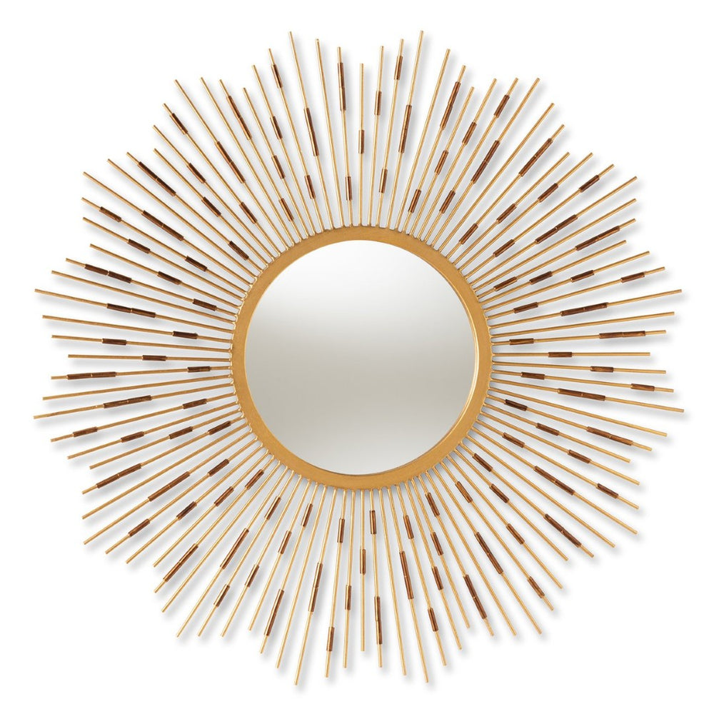 Baxton Studio Baxton Studio Sunburst Accent Wall Mirror with Antique Gold Finish – Modern Vintage Decor Piece RTB1254