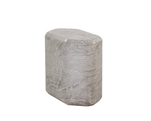 Sunpan Spezza Hexagon Low Side Table - Unique Marble Look Finish, Grey Concrete, Indoor/Outdoor Charm