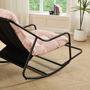 English Elm Outdoor Rocking Chair Steel Frame Corduroy Cushion Modern Armless Indoor Porch Rocker W640P443546