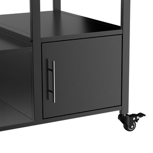 English Elm Outdoor Heavy Duty Steel Kamado Grill Cart with Locking Casters and Storage Boxes W3190P305792