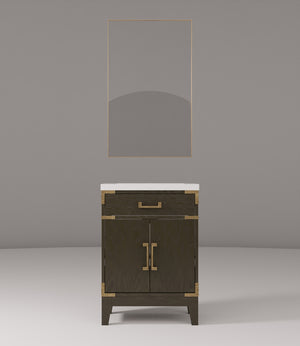 English Elm Brown Oak Single Bath Vanity 24"W x 18"D with Polished Acrylic Top, Soft-Close Cabinet & 18" Mirror B2731S01451
