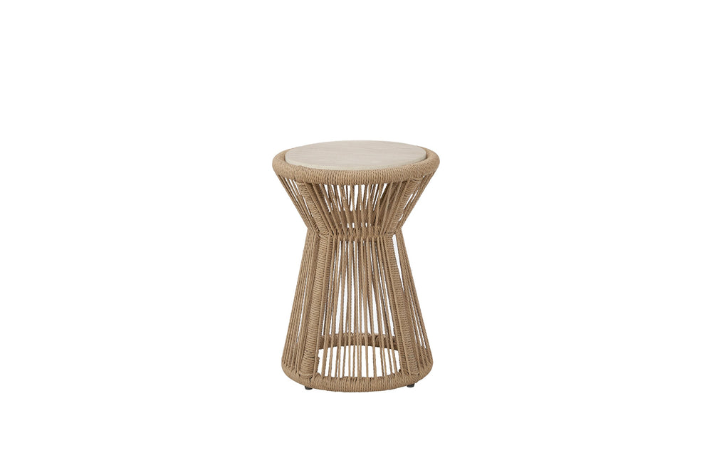 English Elm Rope Spot Table Beige — Textural Cylindrical Rope Accent Table 16"x16"x22" Coastal-Boho Charm B2699P373208