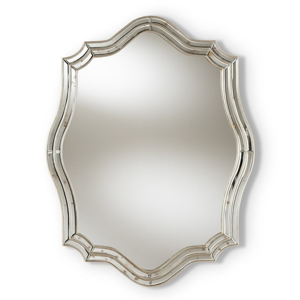 Baxton Studio Baxton Studio Isidora Art Deco Accent Wall Mirror - Antique Silver Frame for Timeless Elegance RXW-7346