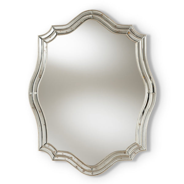 Baxton Studio Baxton Studio Isidora Art Deco Accent Wall Mirror - Antique Silver Frame for Timeless Elegance RXW-7346
