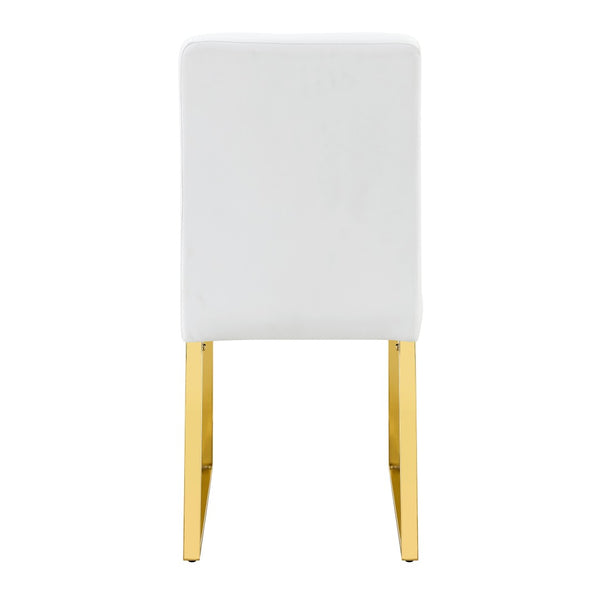 English Elm 2-pack Pu Leather Dining Chairs with Iron Legs and Foam Cushion for Home or Office White+Gold W2920P294517