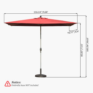 English Elm Rectangle Patio Umbrella With Crank Lift & Tilt For Ultimate Shade - Durable Brick Red Design W1859P320952-GIGA