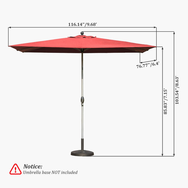 English Elm Rectangle Patio Umbrella With Crank Lift & Tilt For Ultimate Shade - Durable Brick Red Design W1859P320952-GIGA