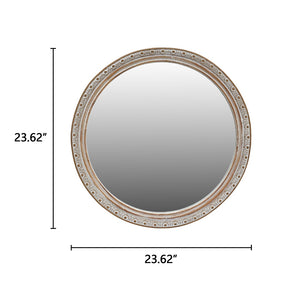 English Elm Round Rattan Textured Wall Mirror Natural Woven Frame Bohemian Accent for Any Room W2295P414104