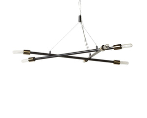 Sunpan KYLO Chandelier - Modern Minimalist Lighting with Black Metal & Brass Accents for Elegant Spaces 106788