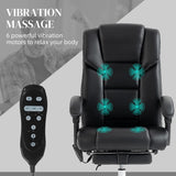 English Elm Vinsetto Massage Office Chair With 6 Vibration Points, Lumbar Heated Pu Leather Reclining Computer Chair With Adjustable Height, Footrest, Tilt Function, Black