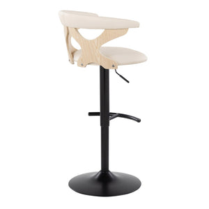 English Elm Contemporary Swivel Barstools with Cut-out Back Faux Leather Seat and Wood Accents Set B202S00872
