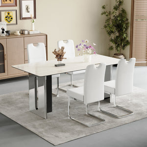 English Elm Set Of 4 White Ergonomic Dining Chairs With Thick Cushion, Built-In Springs For Ultimate Comfort W3226P279079-GIGA