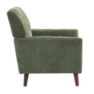 English Elm Mid-century Waffle Tufted Club Chair Solid Wood Splayed Legs Reading Lounge Accent Green,Walnut N776P379535G