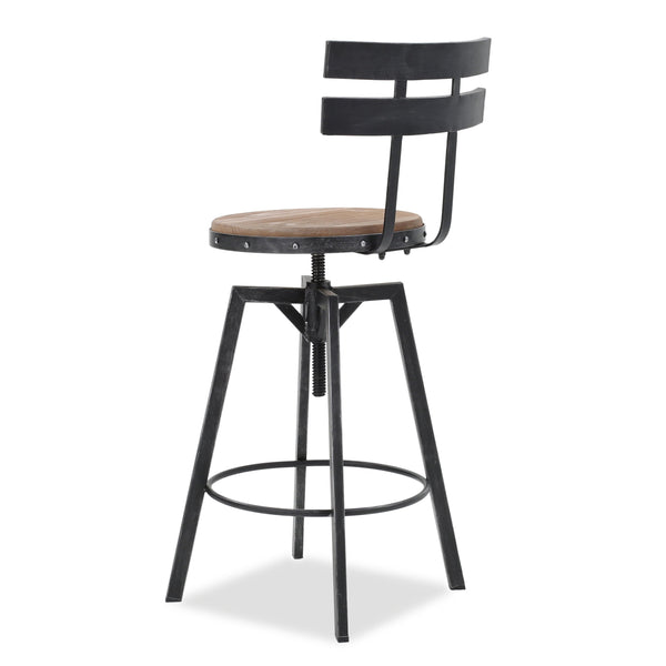 English Elm Christopher Knight Home® - SWIVEL Industrial Barstool Black Metal Frame with Natural Wood Seat, Adjustable Swivel Comfort 67371.00