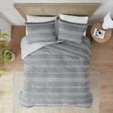 Madison Park Drew Artisan 3 Piece Clipped Jacquard Duvet Cover Set MP12-8162 Gray