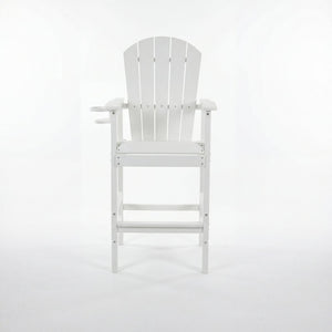 English Elm 3-piece Outdoor Bar Height Bistro Set Hdpe Poly Lumber Slatted Pub Table Two Chairs White W3566S00026