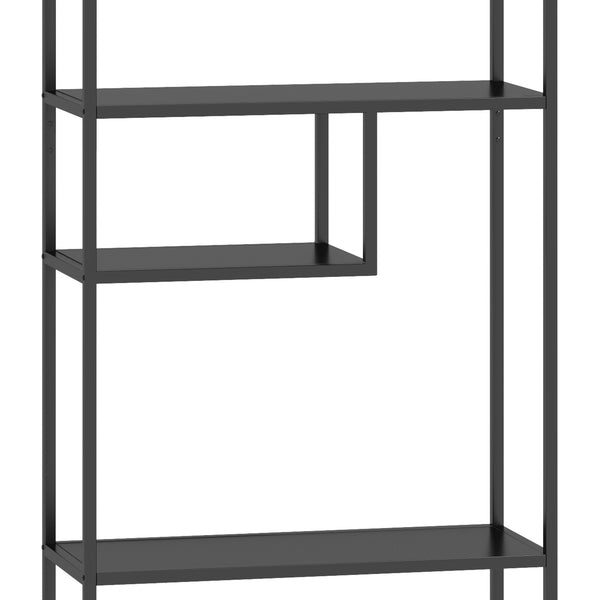 English Elm Modern Cube Storage Shelf with 4 Compartments, Metal Legs Freestanding Organizer for Living Room Home Office Decor and Display — 33W x 13D x 70H T2398P286673