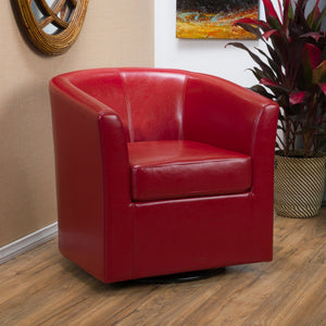 English Elm Swivel Barrel Club Chair Upholstered 360 Degree Base for Living Room Reading Nook Red 57685.00RED