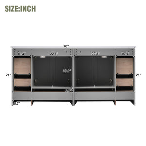 English Elm 72-inch Shaker Double Bathroom Vanity Gray Mdf with Resin Basins and Soft Close Storage N729P000030E