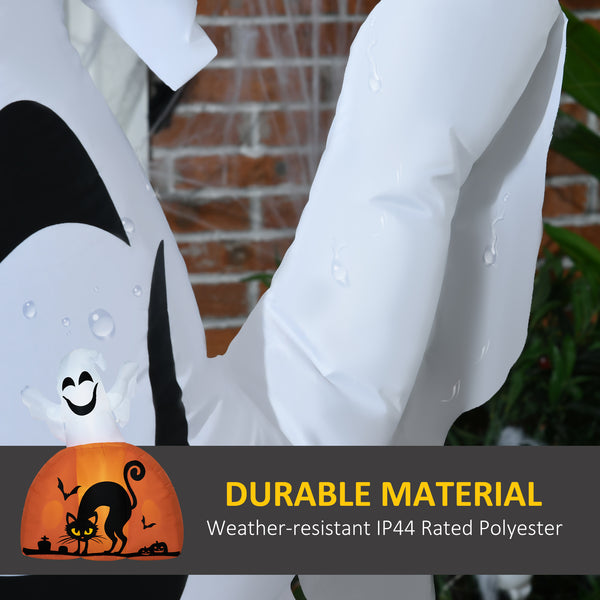 English Elm HOMCOM 5ft Halloween Inflatable Ghost with Painted Pumpkin Base, LED Lights, Stakes & Easy Setup W2225P217529