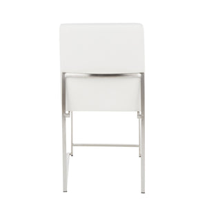 English Elm High Back Fuji Contemporary Dining Chair Set - Stylish White Faux Leather & Stainless Steel Design B202P223565
