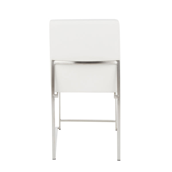 English Elm High Back Fuji Contemporary Dining Chair Set - Stylish White Faux Leather & Stainless Steel Design B202P223565