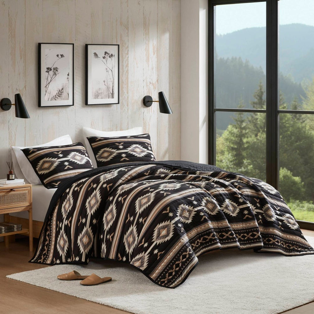 English Elm 3-piece Full Queen Quilt Set Knit Face Microfiber Reverse Farmhouse Bedroom Bedding B035P482965