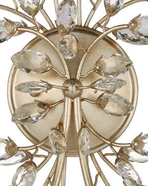 Currey & Company Forget-me-not Elegant Wall Sconce With Crystal Flowers And Dimmable Lights For Luxurious Decor Silver Crystal ,Metal 5000-0276-currey-company