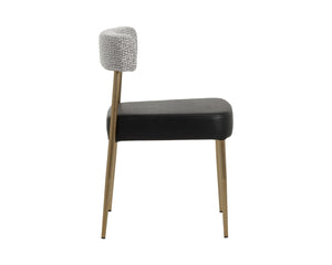 Sunpan ASHWIN Stackable Dining Chair - Modern Bravo Black Faux Leather & Helios Check Black Design 112178