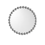 Madison Park Signature Marlowe Modern/Contemporary 27" Medium Decorative Round Wall Mirror with Beaded Metal Frame MPS95F-0035 Silver