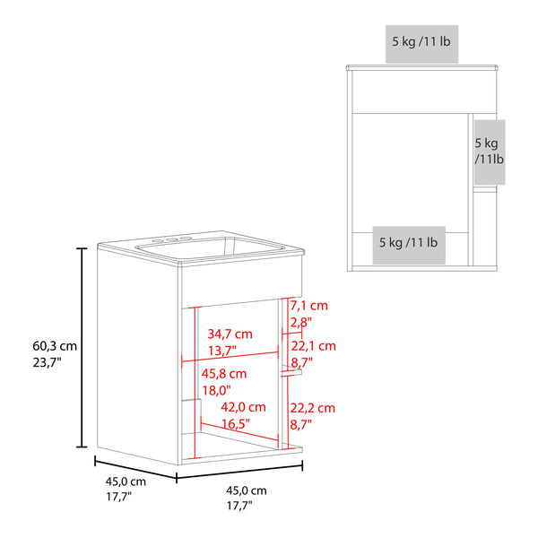 English Elm Natural Oak Compact Vanity Cabinet With 2 Adjustable Shelves – Ideal For Small Spaces & Storage B062S01378