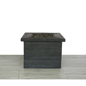 English Elm Fibre Concrete Outdoor Fire Pit Table with Wood Grain Texture and Tank Storage B120P204209
