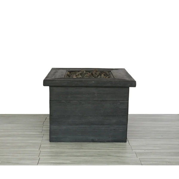 English Elm Fibre Concrete Outdoor Fire Pit Table with Wood Grain Texture and Tank Storage B120P204209