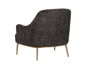 Sunpan CAMERON Lounge Chair - Elegant Mid-Century Design in Soft Nono Shitake Fabric with Gold Frame 106596