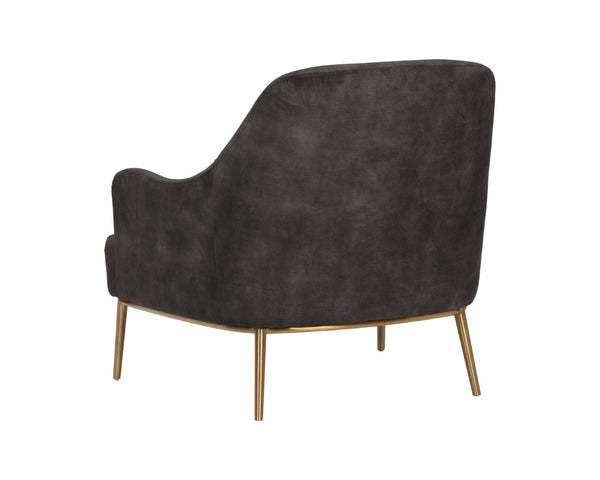 Sunpan CAMERON Lounge Chair - Elegant Mid-Century Design in Soft Nono Shitake Fabric with Gold Frame 106596