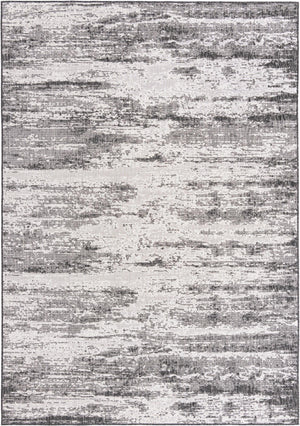 Unique Loom Outdoor Modern Cartago Machine Made Abstract Rug Charcoal, Ivory 7' 10" x 11' 0"