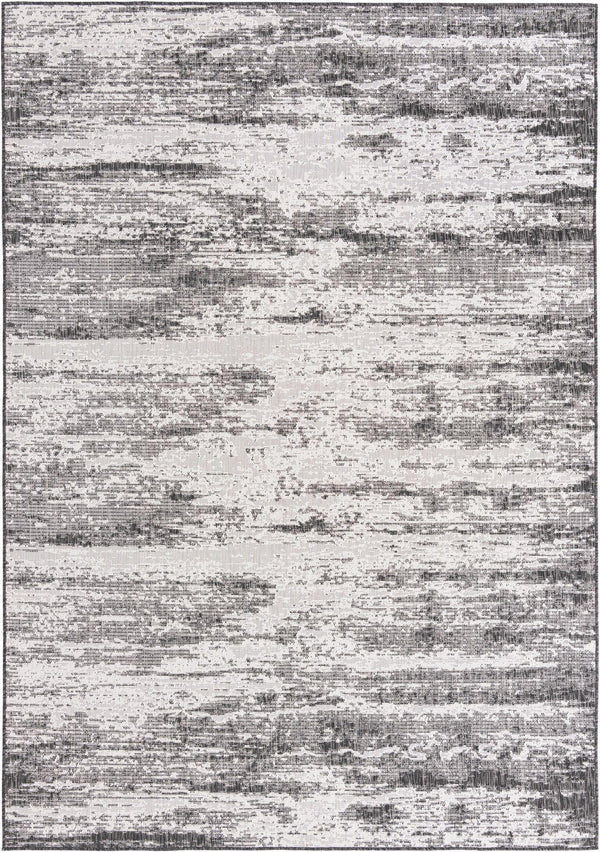 Unique Loom Outdoor Modern Cartago Machine Made Abstract Rug Charcoal, Ivory 7' 10" x 11' 0"