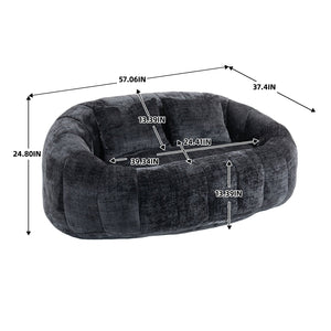 English Elm Bean Bean Bag Sofa High-Density Memory Foam Two-Seater Lounger High Back Chenille Cozy Support Black W395P181440