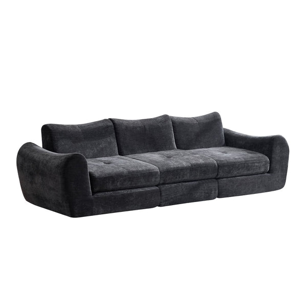 English Elm Modular Cloud Sectional Sofa Bed with Flannelette Upholstery for Flexible Living Black W1829S00074