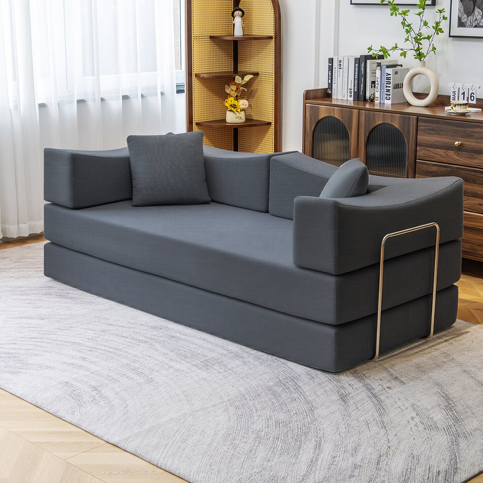 English Elm 2-In-1 Convertible Modular Sofa Bed With Memory Foam - Effortless Comfort & Style For Any Space! W3653P355639