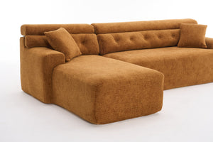 English Elm LY-029B Modern Convertible Chaise Sectional Sofa — Orange 3-Seater Modular L-Sofa, Plush Foam Comfort W2231S00026